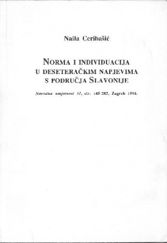 Norma i individuacija u deseteračkim napjevima s područja Slavonije
